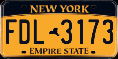NY license plate FDL3173