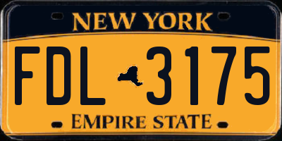 NY license plate FDL3175