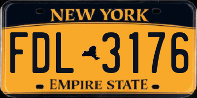 NY license plate FDL3176