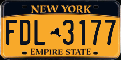NY license plate FDL3177
