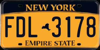 NY license plate FDL3178