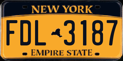 NY license plate FDL3187