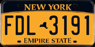 NY license plate FDL3191
