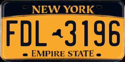 NY license plate FDL3196