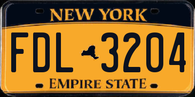 NY license plate FDL3204