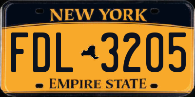 NY license plate FDL3205
