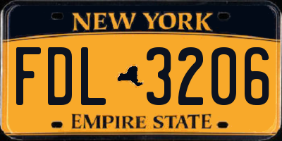 NY license plate FDL3206