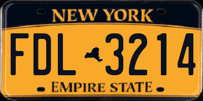 NY license plate FDL3214