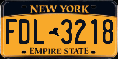NY license plate FDL3218