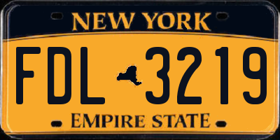 NY license plate FDL3219