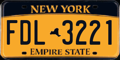 NY license plate FDL3221