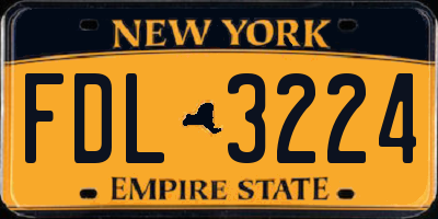 NY license plate FDL3224