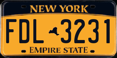 NY license plate FDL3231