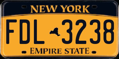 NY license plate FDL3238