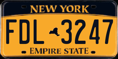 NY license plate FDL3247