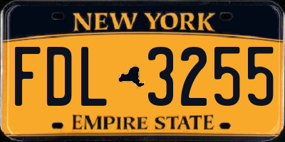 NY license plate FDL3255