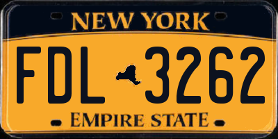NY license plate FDL3262