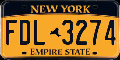 NY license plate FDL3274