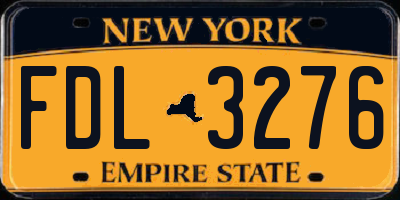 NY license plate FDL3276