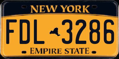 NY license plate FDL3286
