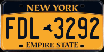 NY license plate FDL3292
