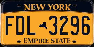 NY license plate FDL3296