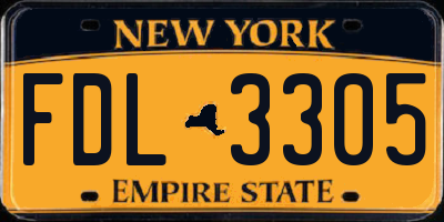NY license plate FDL3305