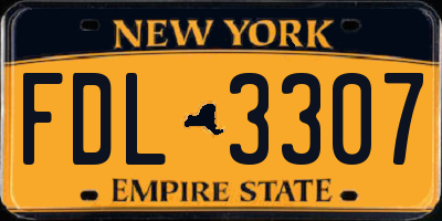 NY license plate FDL3307
