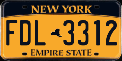 NY license plate FDL3312