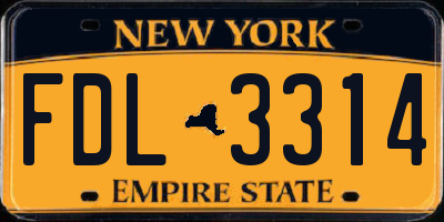 NY license plate FDL3314