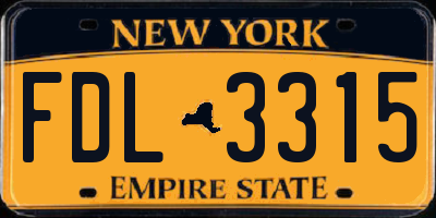 NY license plate FDL3315