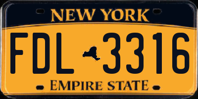 NY license plate FDL3316