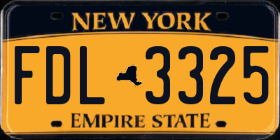 NY license plate FDL3325