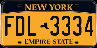 NY license plate FDL3334