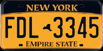 NY license plate FDL3345