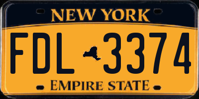 NY license plate FDL3374