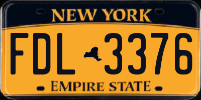 NY license plate FDL3376