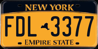 NY license plate FDL3377