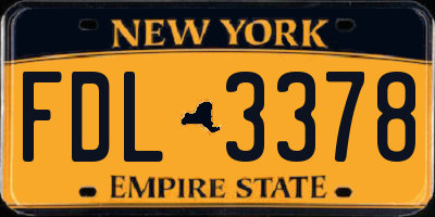 NY license plate FDL3378