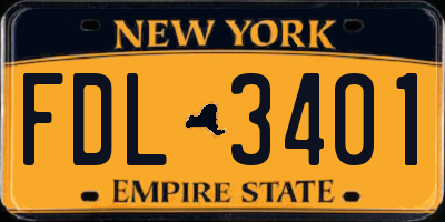 NY license plate FDL3401
