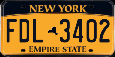 NY license plate FDL3402