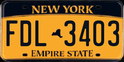 NY license plate FDL3403