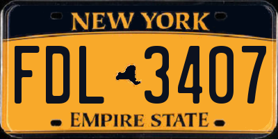 NY license plate FDL3407