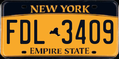 NY license plate FDL3409
