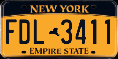 NY license plate FDL3411