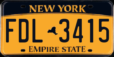 NY license plate FDL3415