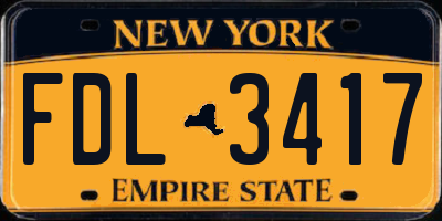 NY license plate FDL3417