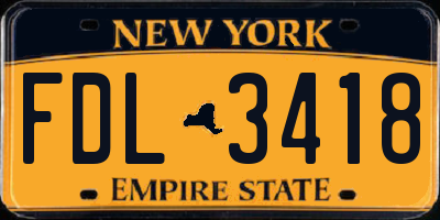 NY license plate FDL3418