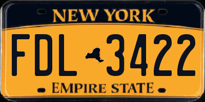 NY license plate FDL3422