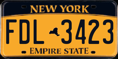 NY license plate FDL3423